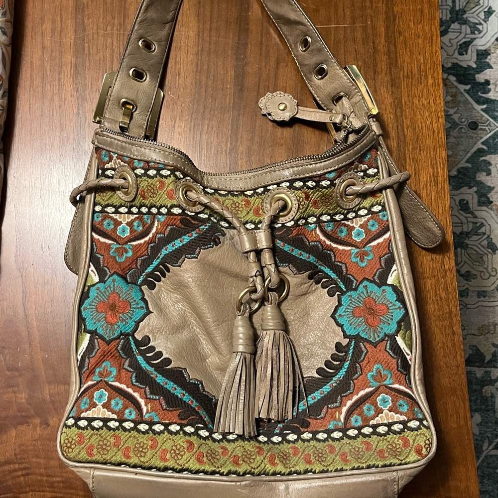 Isabella Fiore Multicolor Embroidered Shoulder Bag